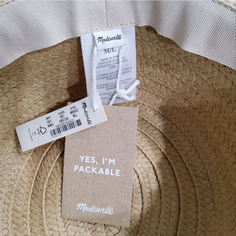 Madewell Packable Braided Straw Hat Size M/L